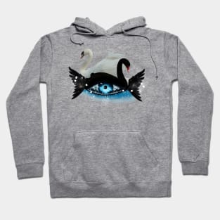 Fantasy eye with swan in black and white Hoodie